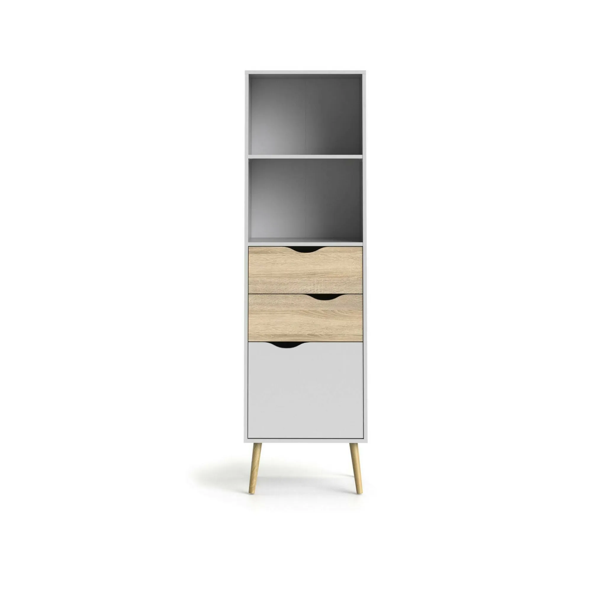 Libreria Assesor, 50x39 h171 cm, Bianco e Quercia<Dmora Store