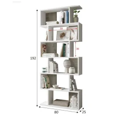 Libreria Ataman, 80x25h192 cm, Bianco e Rovere<Dmora Store