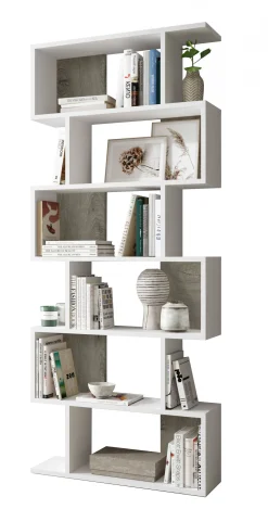 Libreria Ataman, 80x25h192 cm, Bianco e Rovere<Dmora Store
