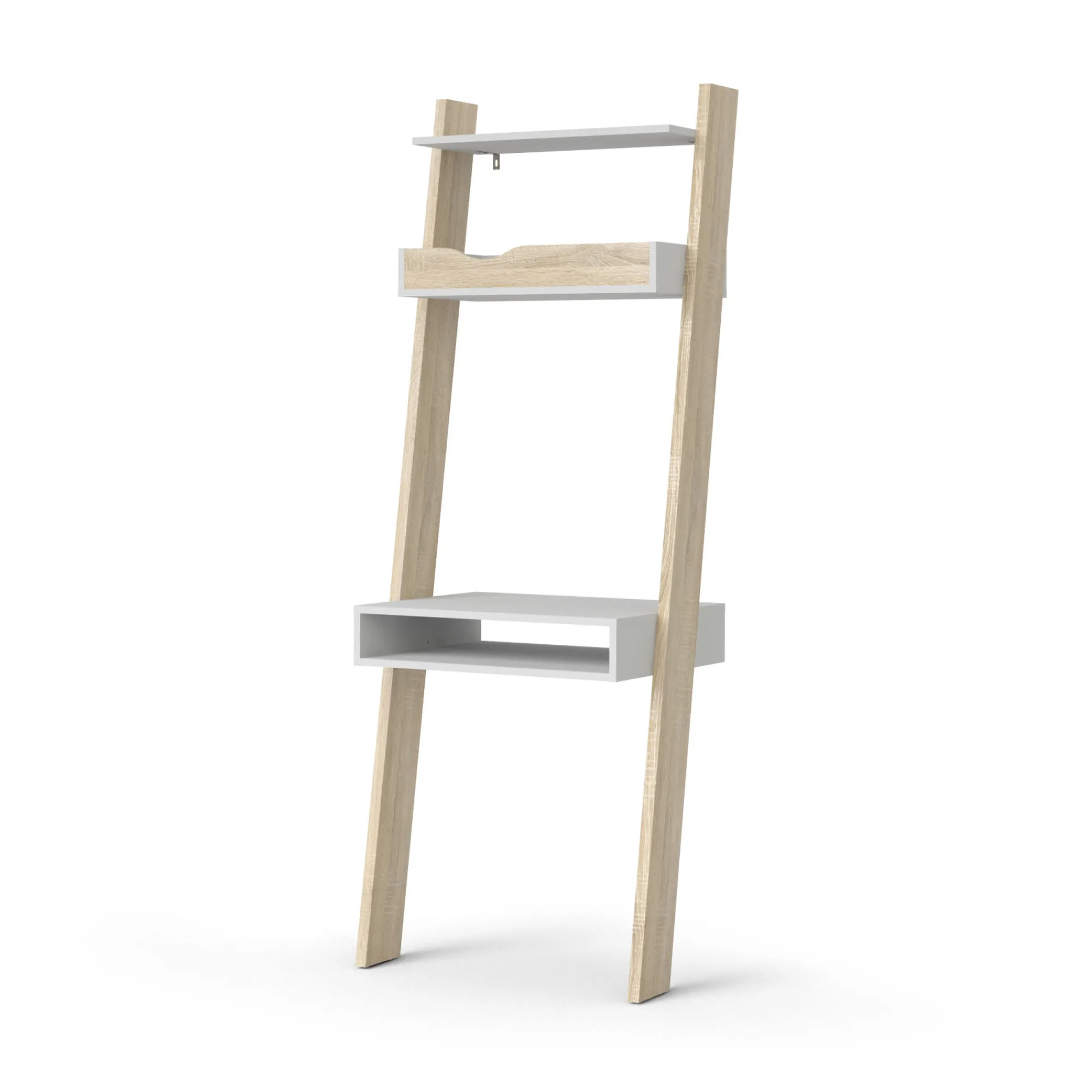 Libreria Aviv, 65x48 h180 cm, Bianco e Quercia<Dmora Outlet