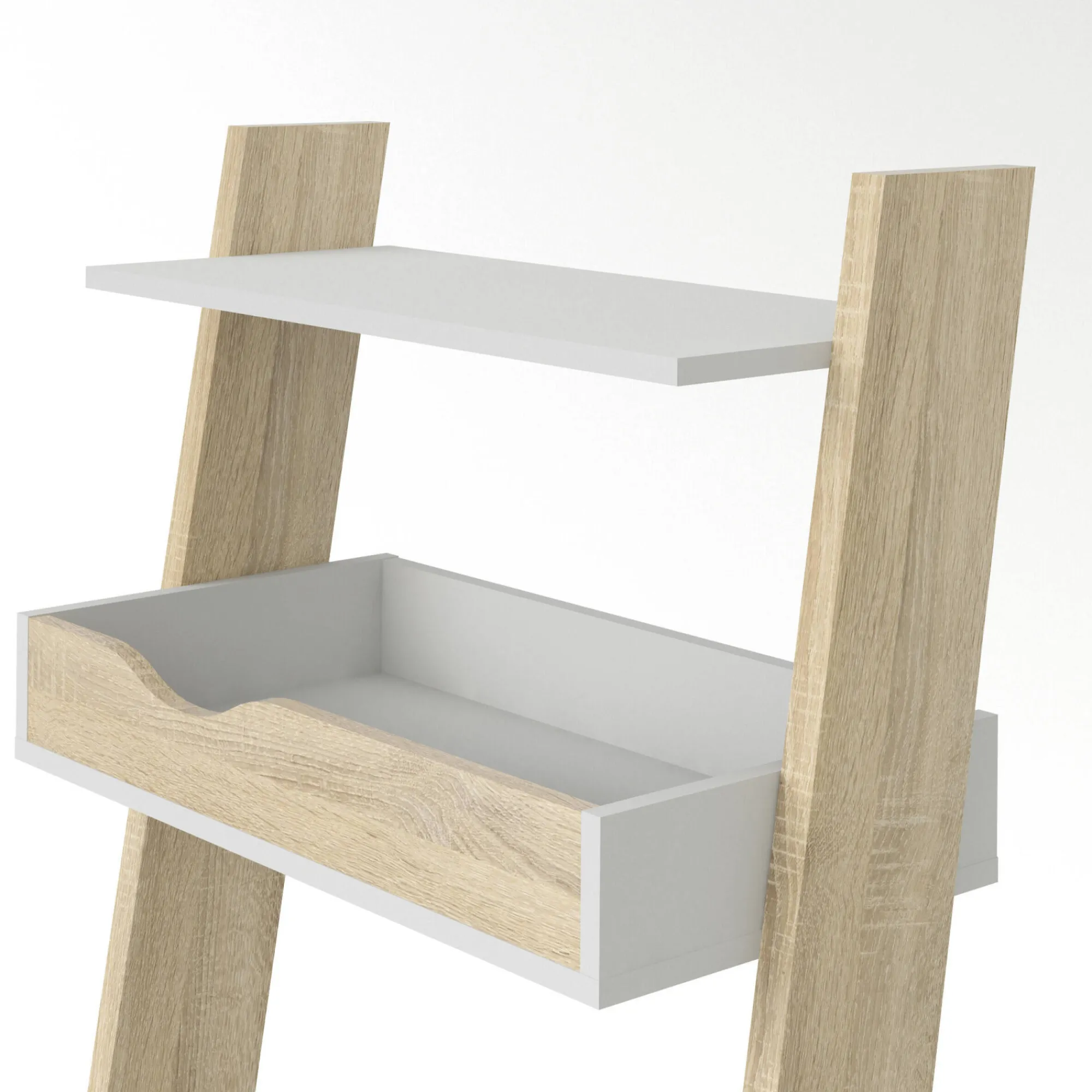 Libreria Aviv, 65x48 h180 cm, Bianco e Quercia<Dmora Outlet
