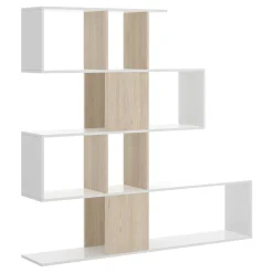 Libreria Ax, 145x29h145 cm, Bianco e Rovere<Dmora Hot
