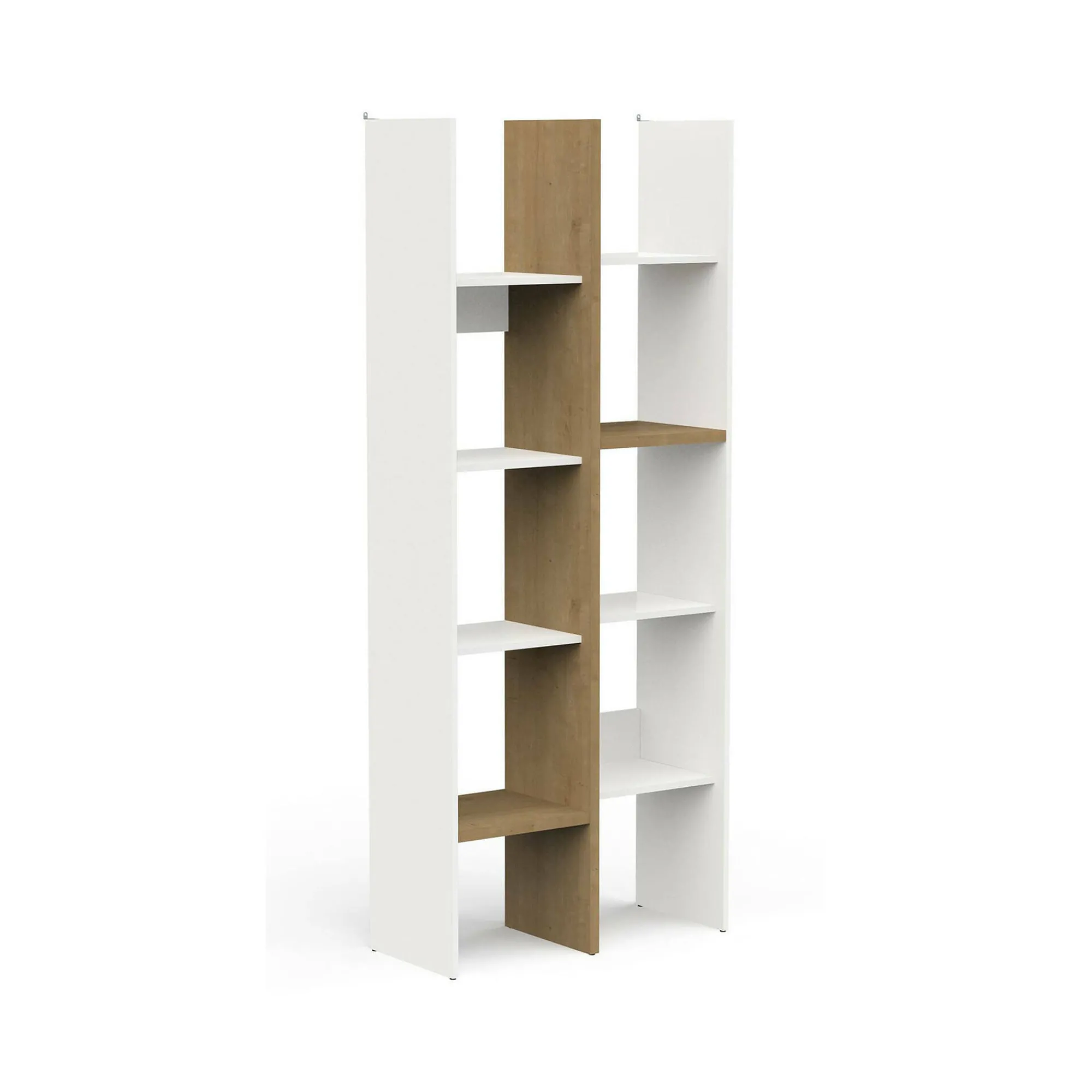 Libreria Badia, 76x33 h183 cm, Rovere e Bianco<Dmora Fashion