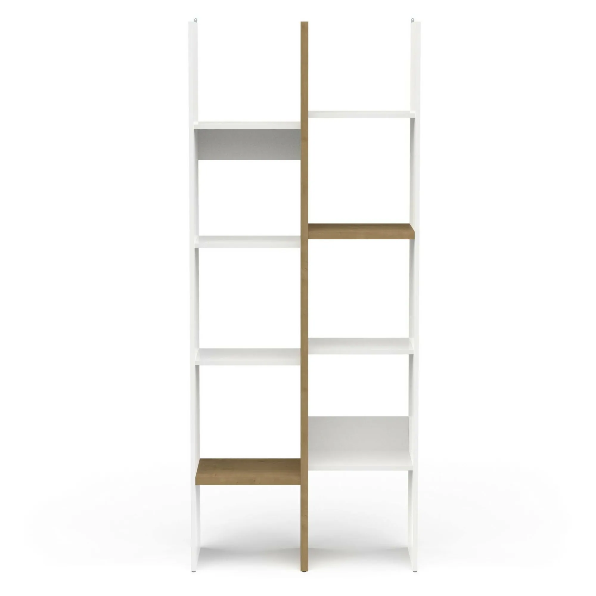 Libreria Badia, 76x33 h183 cm, Rovere e Bianco<Dmora Fashion