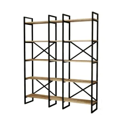 Libreria Berna, 144x30h175 cm, Quercia e Nero<Dmora Cheap
