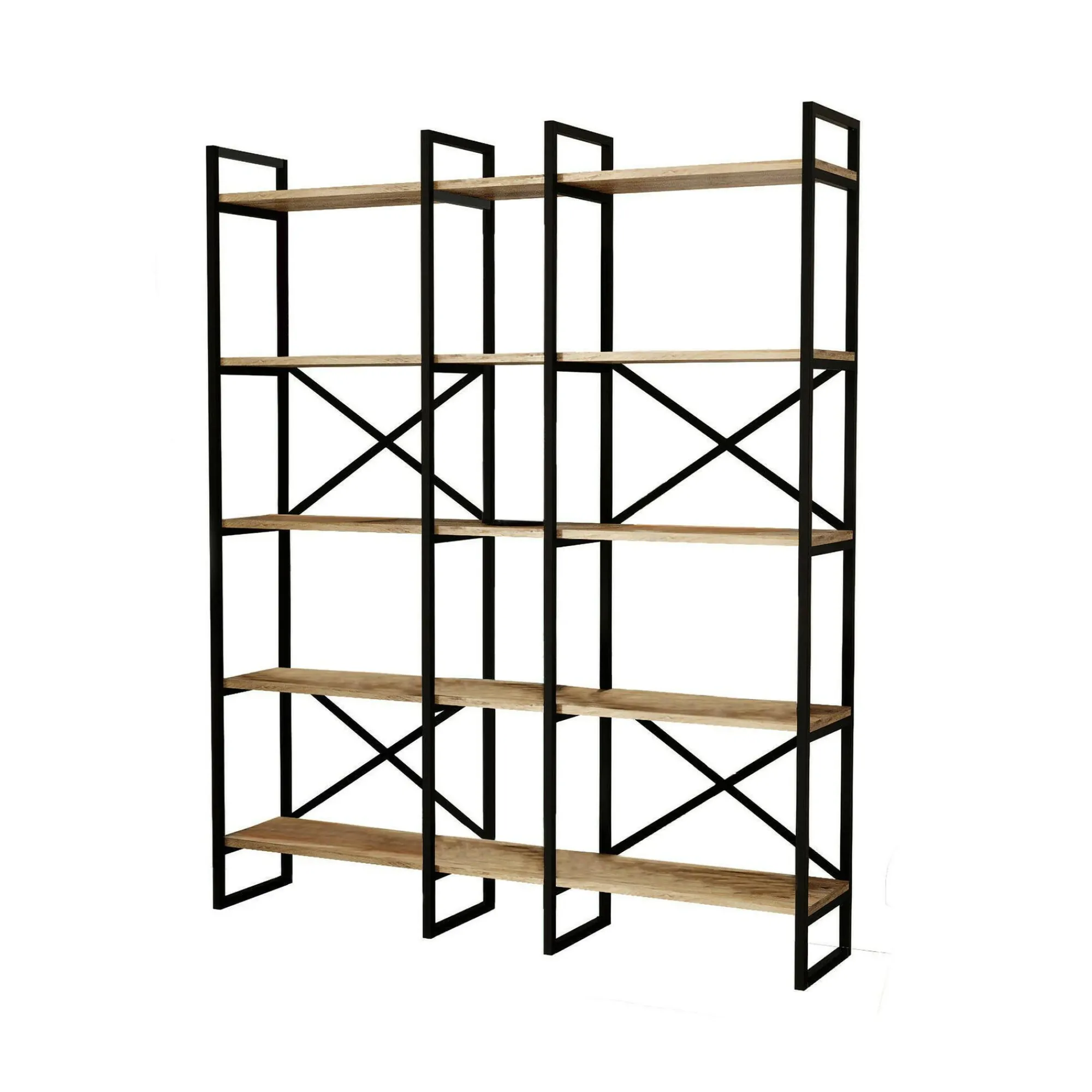 Libreria Berna, 144x30h175 cm, Quercia e Nero<Dmora Cheap