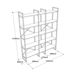 Libreria Berna, 144x30h175 cm, Quercia e Nero<Dmora Cheap