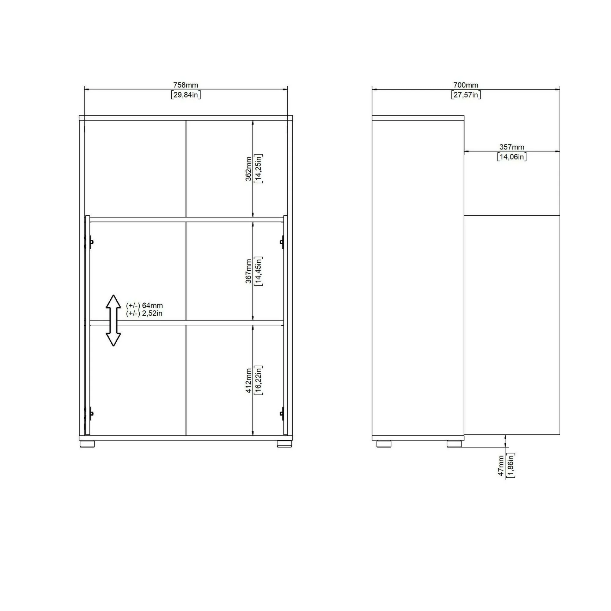 Libreria Canossa, 34x80 h124 cm, Rovere e Grigio<Dmora Online