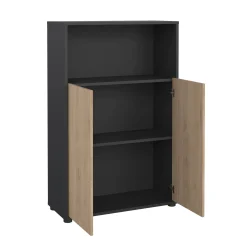Libreria Canossa, 34x80 h124 cm, Rovere e Grigio<Dmora Online