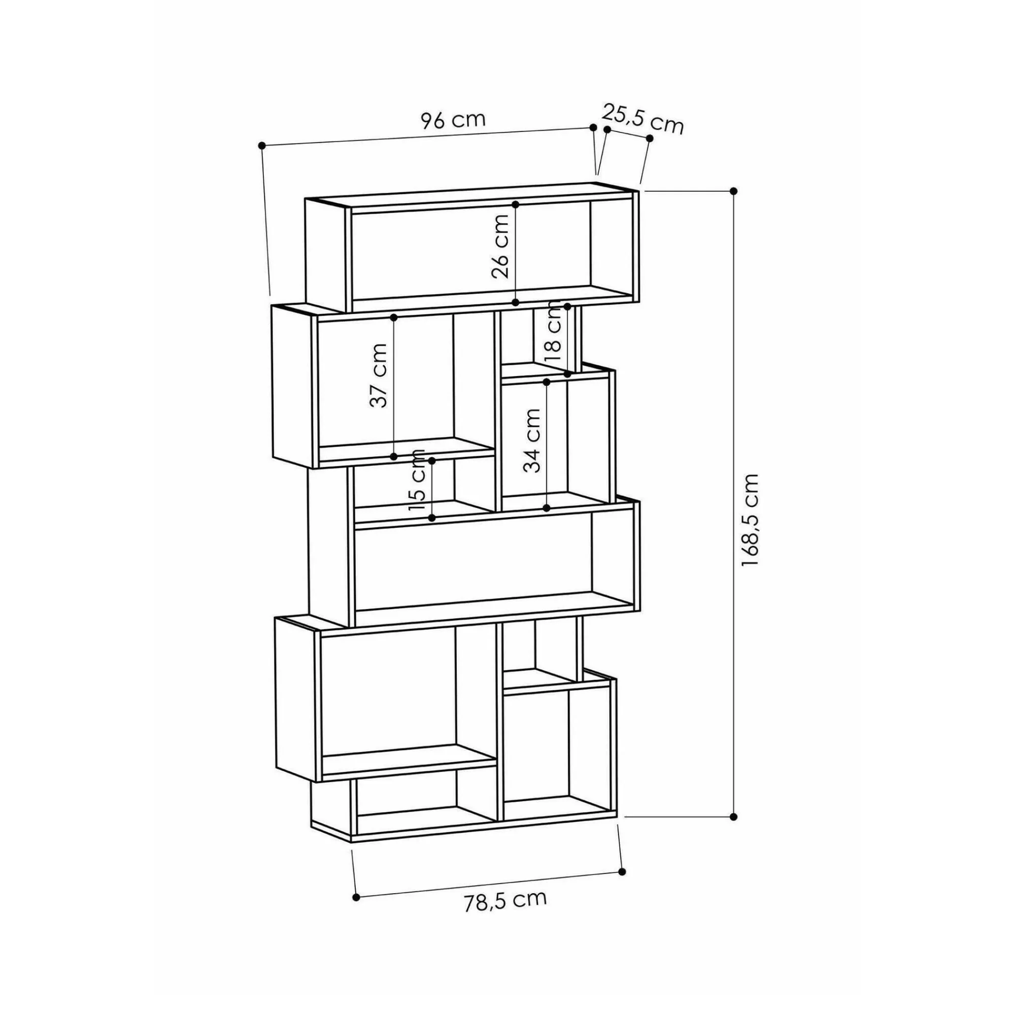 Libreria Casimira, 96x26h169 cm,<Dmora Store