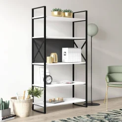 Libreria con cinque ripiani sviluppata in altezza, cm 86 x 35 x 160, colore e antracite<Dmora Discount