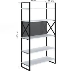 Libreria con cinque ripiani sviluppata in altezza, cm 86 x 35 x 160, colore e antracite<Dmora Best
