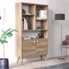 Libreria con due ante battenti e cinque scomparti aperti, cm 75 x 25 x 131, colore<Dmora Online