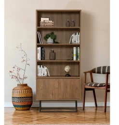 Libreria Dbozhana, 80x36h182 cm, Noce e Nero<Dmora Fashion