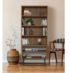 Libreria Dbozhana, 80x36h182 cm, Noce e Nero<Dmora Fashion