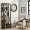 Libreria Demetria, Quercia e Nero, 60x35h180 cm<Dmora Outlet