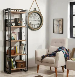 Libreria Demetria, Quercia e Nero, 60x35h180 cm<Dmora Outlet