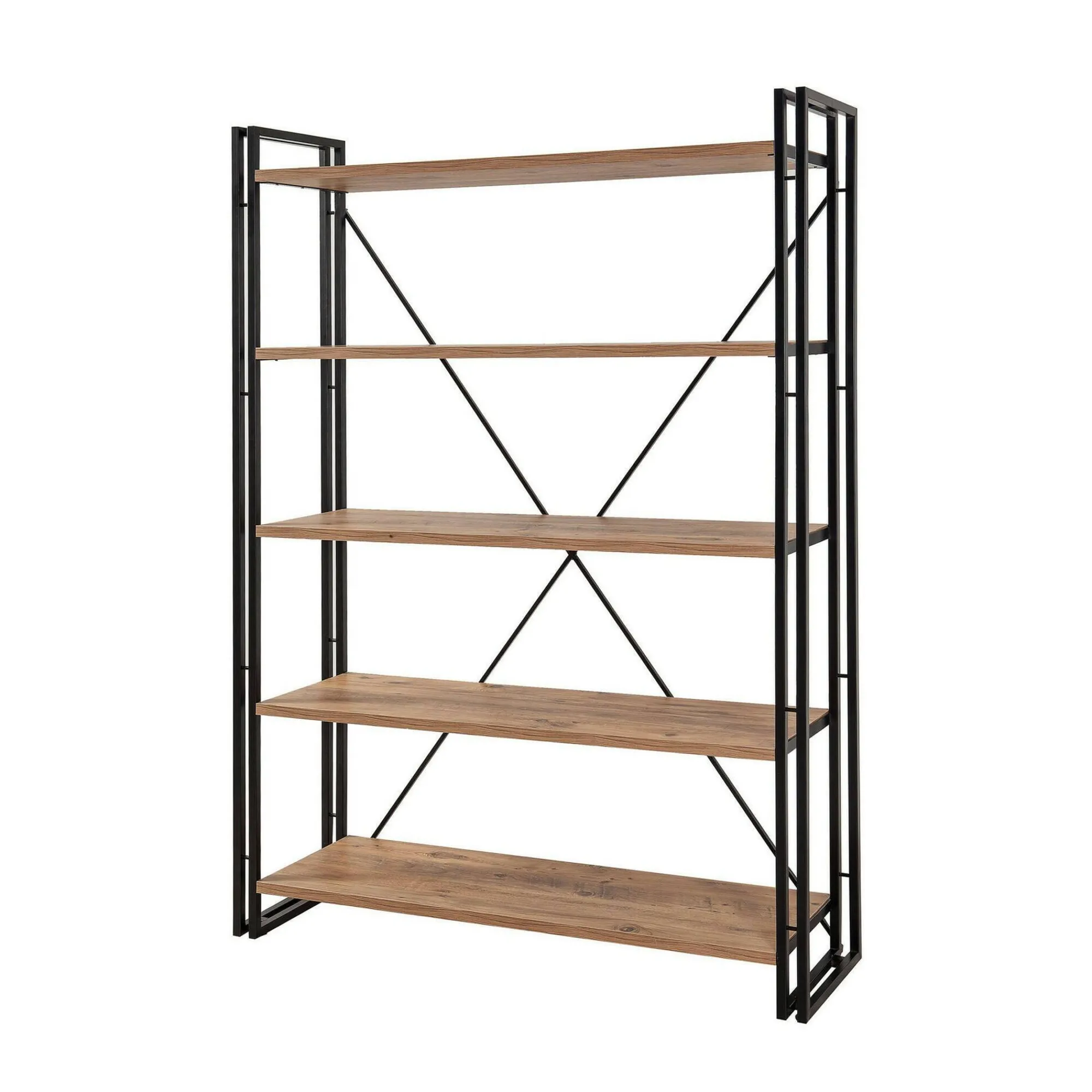Libreria Demetria, Quercia e Nero, 130x35h180 cm<Dmora Discount