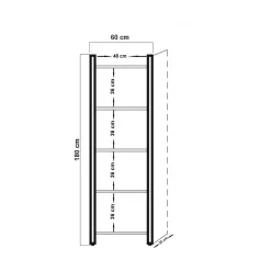 Libreria Demetria, Quercia e Nero, 60x35h180 cm<Dmora Outlet
