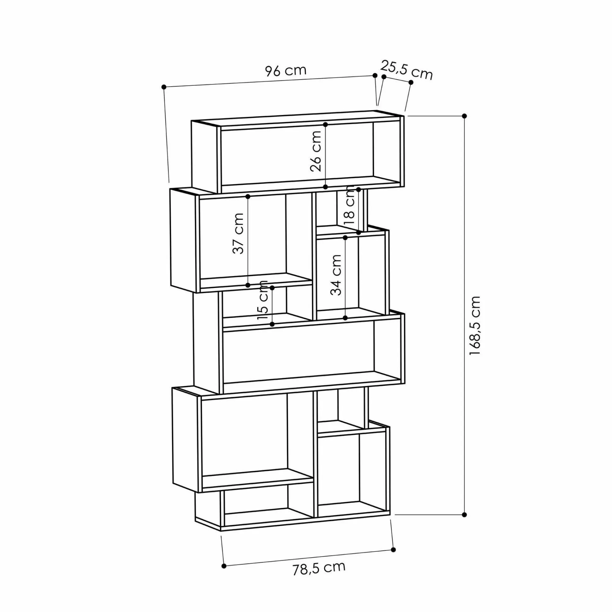 Libreria Dlusuard, 96x26h169 cm,<Dmora Fashion