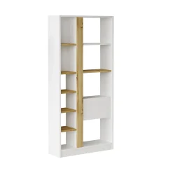 Libreria Dmandorlin, 76x25 h160 cm, Quercia e Bianco<Dmora Hot
