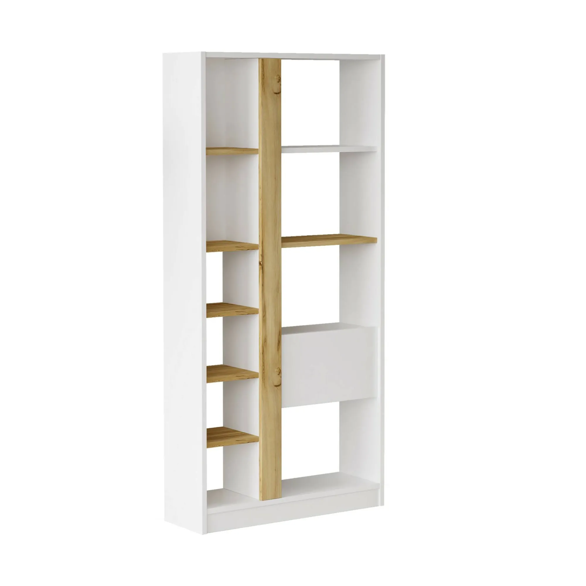Libreria Dmandorlin, 76x25 h160 cm, Quercia e Bianco<Dmora Hot