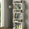 Libreria Doralice, 60x20h165 cm, Bianco e Noce<Dmora Outlet