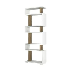Libreria Doralice, 60x20h165 cm, Bianco e Noce<Dmora Outlet