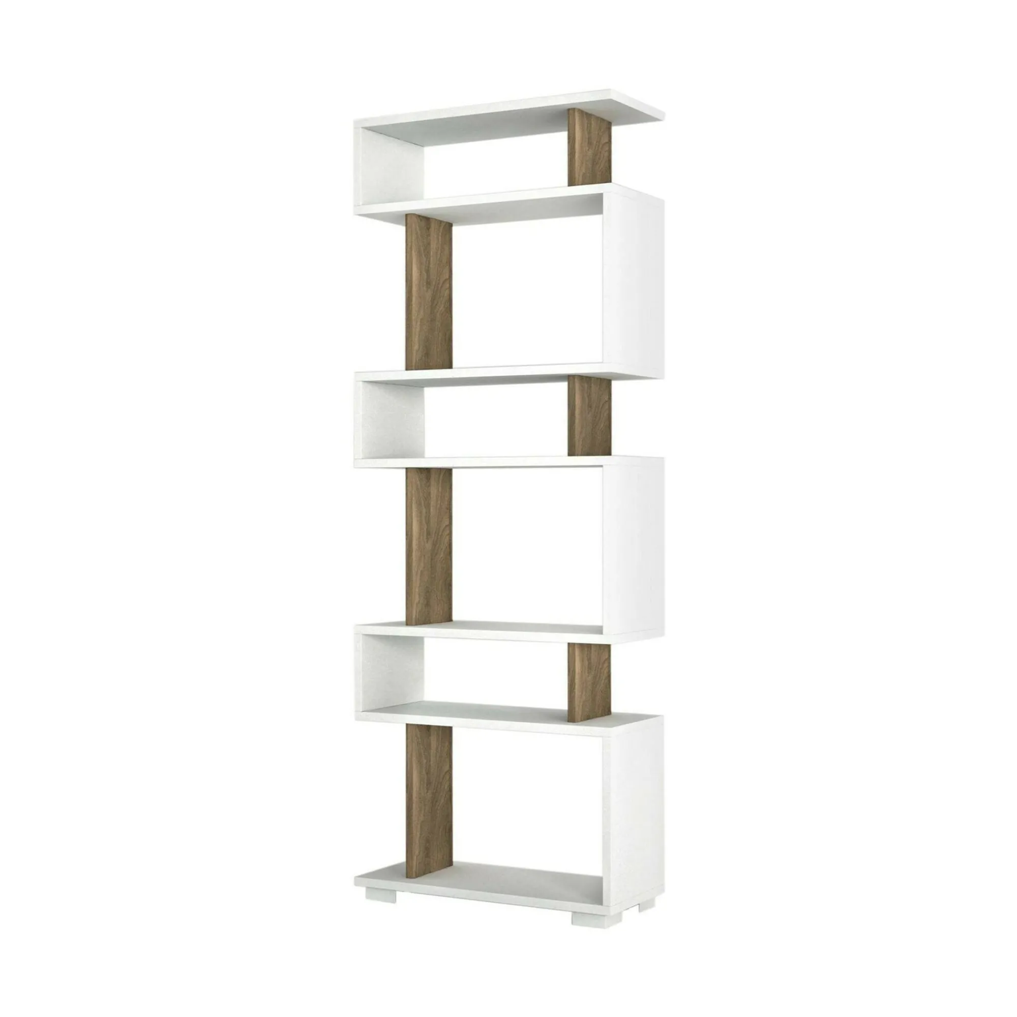 Libreria Doralice, 60x20h165 cm, Bianco e Noce<Dmora Outlet