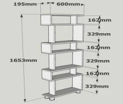 Libreria Doralice, 60x20h165 cm, Bianco e Noce<Dmora Outlet