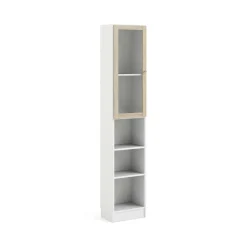 Libreria Dsitu, 28x41 h203 cm, Bianco e Quercia<Dmora New