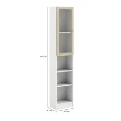 Libreria Dsitu, 28x41 h203 cm, Bianco e Quercia<Dmora New