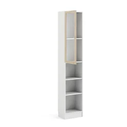 Libreria Dsitu, 28x41 h203 cm, Bianco e Quercia<Dmora New