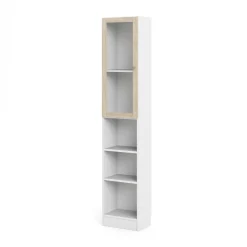 Libreria Dsitu, 28x41 h203 cm, Bianco e Quercia<Dmora New