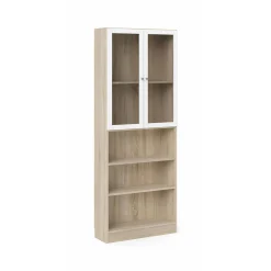 Libreria Dsmallin, 28x79 h203 cm, Quercia e Bianco<Dmora Sale