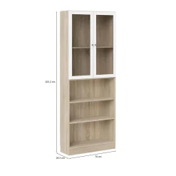 Libreria Dsmallin, 28x79 h203 cm, Quercia e Bianco<Dmora Sale