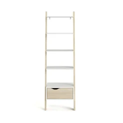 Libreria Dsol, 55x48 h180 cm, Bianco e Quercia<Dmora Fashion