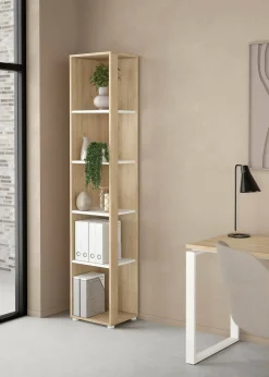 Libreria Dtalarin, 34x41 h205 cm, Rovere e Bianco<Dmora Best Sale