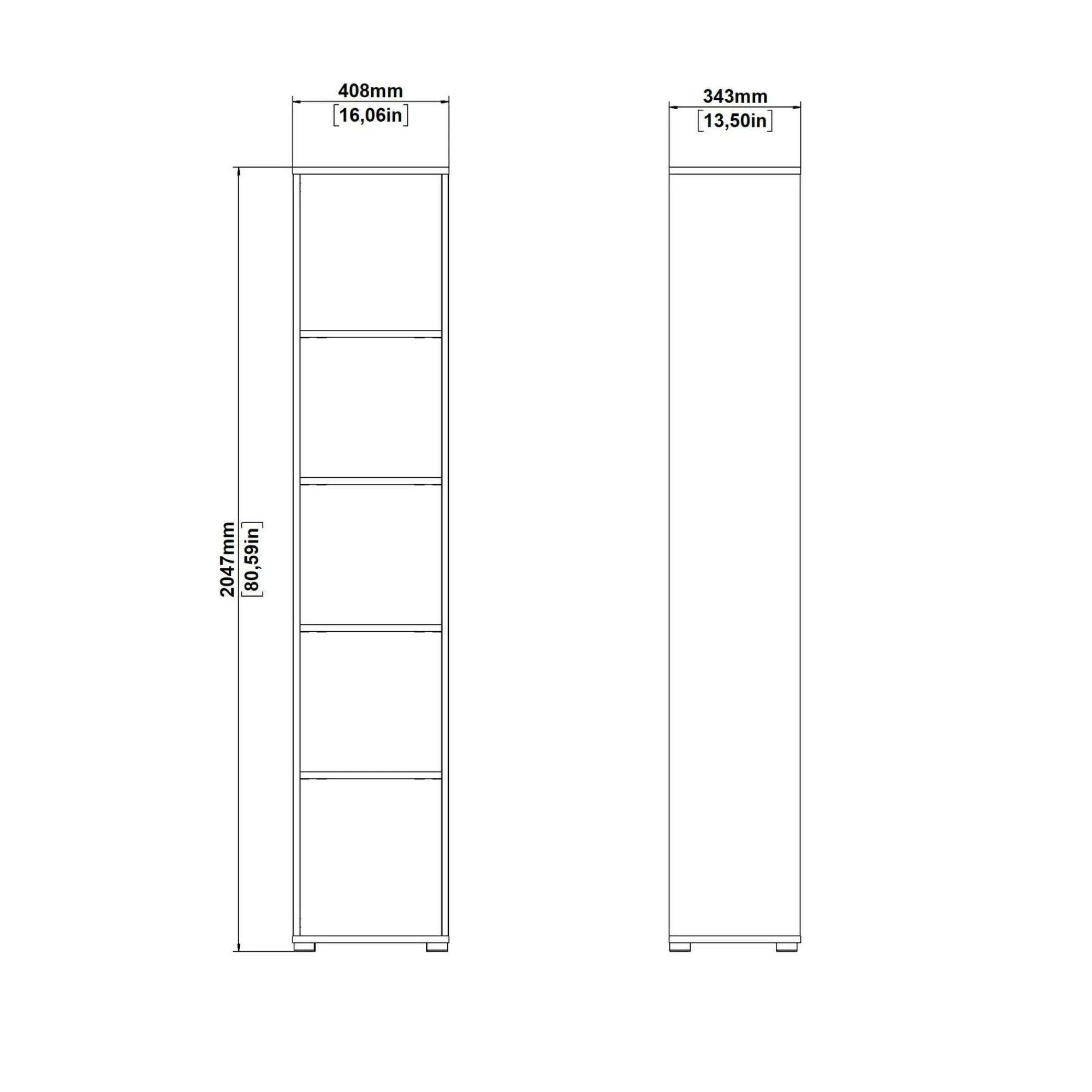Libreria Dtalarin, 34x41 h205 cm, Rovere e Bianco<Dmora Best Sale