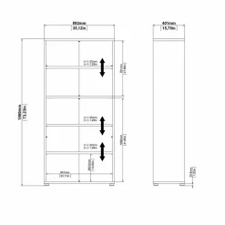 Libreria Dtedold, 89x40 h186 cm,<Dmora Hot