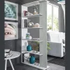 Libreria Eolo, 90x25h180 cm, Bianco e Cemento<Dmora Best Sale