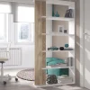 Libreria Eolo, 90x25h180 cm, Bianco e Rovere<Dmora Best Sale