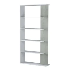 Libreria Eolo, 90x25h180 cm, Bianco e Cemento<Dmora Best Sale