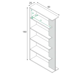 Libreria Eolo, 90x25h180 cm, Bianco e Cemento<Dmora Best Sale