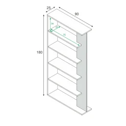 Libreria Eolo, 90x25h180 cm, Bianco e Rovere<Dmora Best Sale