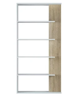 Libreria Eolo, 90x25h180 cm, Bianco e Rovere<Dmora Best Sale