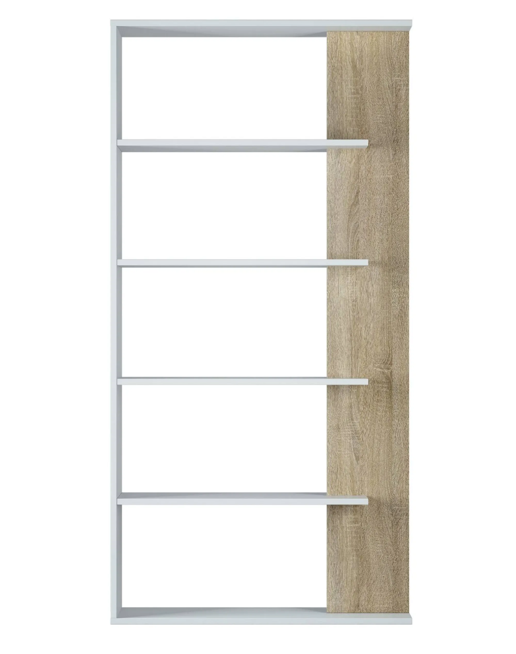 Libreria Eolo, 90x25h180 cm, Bianco e Rovere<Dmora Best Sale