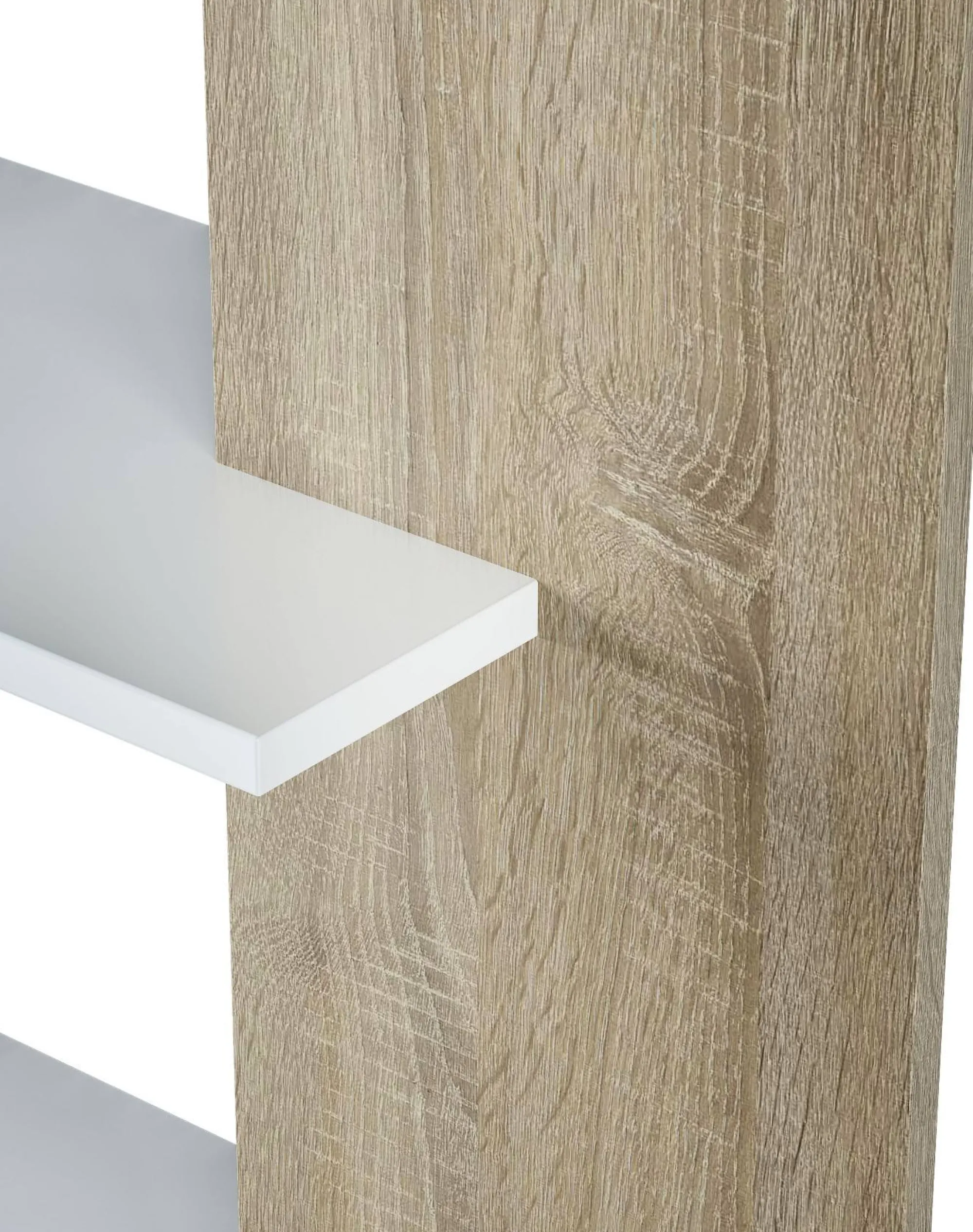 Libreria Eolo, 90x25h180 cm, Bianco e Rovere<Dmora Best Sale