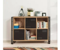 Libreria Ercolina, Quercia e Nero, 126x35h89 cm<Dmora Fashion