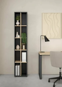 Libreria Erevan, 34x41 h205 cm, Rovere e Grigio<Dmora Sale